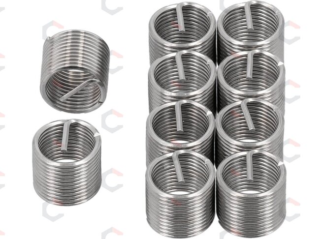 Vieliniai indėklai sriegiui | Helikoliai | M14X1,5 mm | 10 vnt. (YT-176871) 2 Vieliniai indėklai sriegiui | Helikoliai | M14X1,5 mm | 10 vnt. (YT-176871) 2