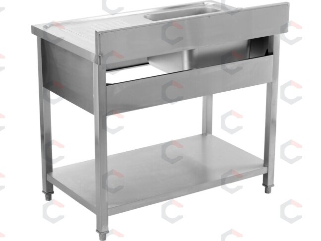 Vienos plautuvės nerūdijančio plieno stalas | 100 × 60 cm | su lentyna (YG-30900) 3 Vienos plautuvės nerūdijančio plieno stalas | 100 × 60 cm | su lentyna (YG-30900) 3