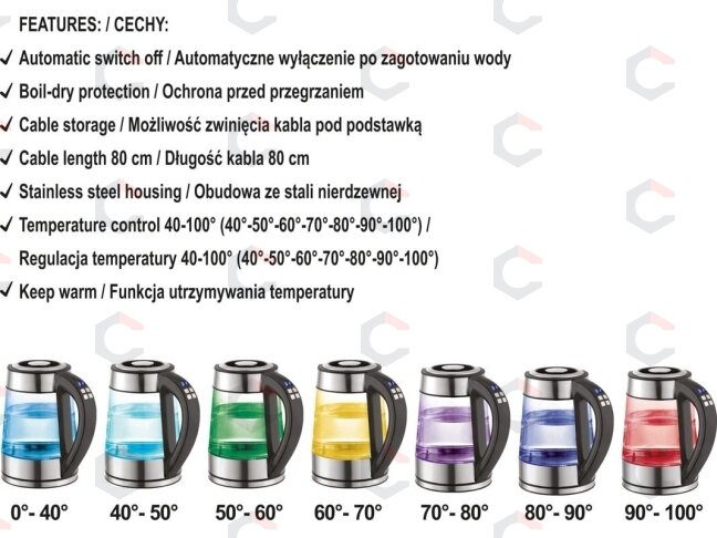 Virdulys stiklinis | Led | temperatūros kontrolė | 1.7 l (68173) 2 Virdulys stiklinis | Led | temperatūros kontrolė | 1.7 l (68173) 2