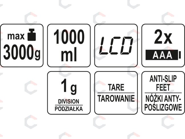 Virtuvinės svarstyklės su dubeniu | 1000 ml (68360) 5 Virtuvinės svarstyklės su dubeniu | 1000 ml (68360) 5