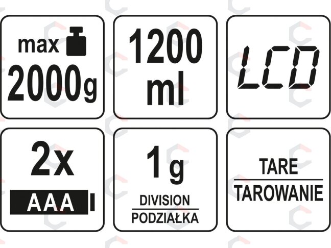 Virtuvinės svarstyklės | su indu | 1200 ml (68364) 6