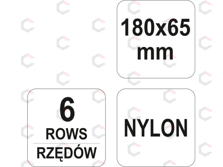 Vielinis šepetys | nailonas | 180x65 mm | 6 eilutės (YT-6350) 2 Vielinis šepetys | nailonas | 180x65 mm | 6 eilutės (YT-6350) 2