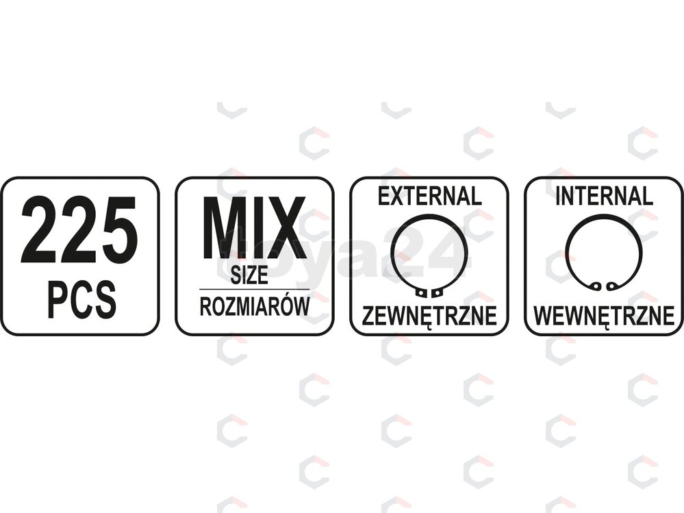 Vidinių ir išorinių žiedų rinkinys (MIX) 225 vnt (YT-06882) 2 Vidinių ir išorinių žiedų rinkinys (MIX) 225 vnt (YT-06882) 2
