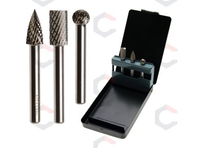 Volframo karbido deimantinių frezų rinkinys | 6 mm | 3 vnt. (SK8695) Volframo karbido deimantinių frezų rinkinys | 6 mm | 3 vnt. (SK8695)