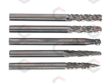 Volframo karbido frezų rinkinys | Tungsten Carbide | 5 vnt. (CB5M) Volframo karbido frezų rinkinys | Tungsten Carbide | 5 vnt. (CB5M)