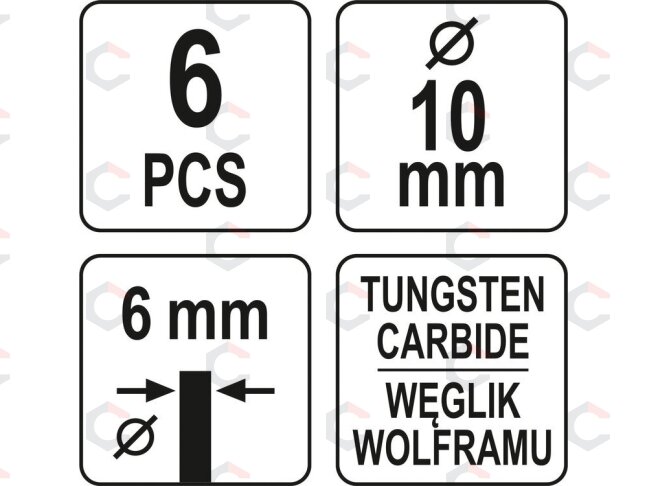 Volframo karbido deimantinių frezų rinkinys | premium | 6 vnt. (YT-61729) 3 Volframo karbido deimantinių frezų rinkinys | premium | 6 vnt. (YT-61729) 3