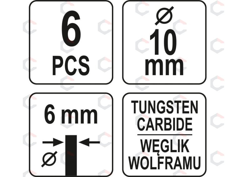 Volframo karbido deimantinių frezų rinkinys | premium | 6 vnt. (YT-61729) 3 Volframo karbido deimantinių frezų rinkinys | premium | 6 vnt. (YT-61729) 3