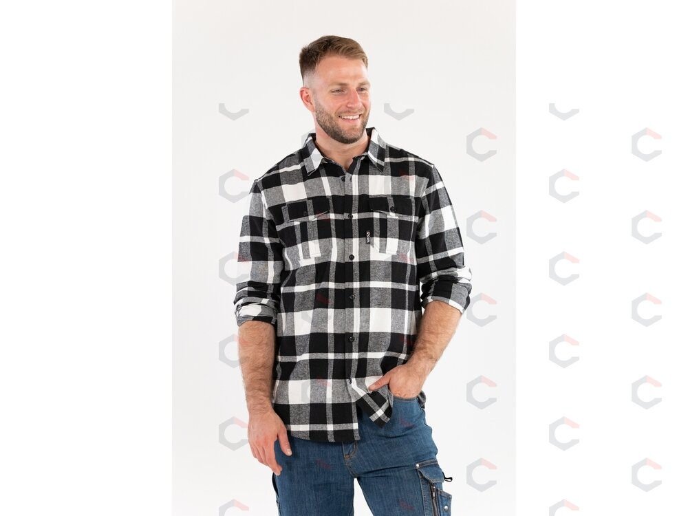 Vyriški flaneliniai marškiniai juoda/balta | 100% medvilnė | XL dydis (YT-78815) 2