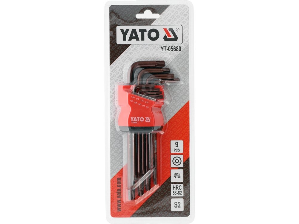 YATO ilgų L tipo Torx Security raktų rinkinys | T10–T50 | 9 vnt. (YT-05680) 2