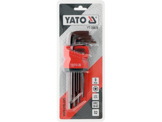 YATO ilgų L tipo šešiakampių raktų rinkinys | be rutulinių galų | 1,5–10 mm | 9 vnt. (YT-05670) 2 YATO ilgų L tipo šešiakampių raktų rinkinys | be rutulinių galų | 1,5–10 mm | 9 vnt. (YT-05670) 2