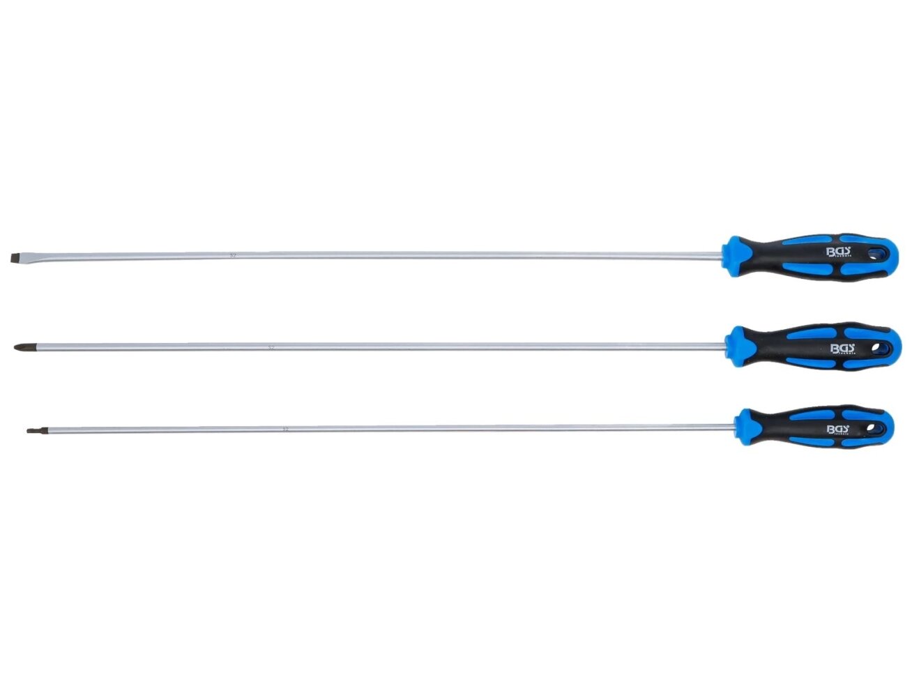 Ypač ilgų atsuktuvų rinkinys | SL 6 mm / PH2 / Torx T15 | 450 mm | 3 vnt. (74738) 1