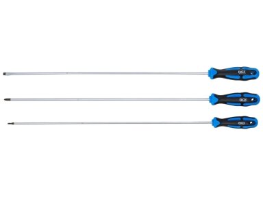 Ypač ilgų atsuktuvų rinkinys | SL 6 mm / PH2 / Torx T15 | 450 mm | 3 vnt. (74738) Ypač ilgų atsuktuvų rinkinys | SL 6 mm / PH2 / Torx T15 | 450 mm | 3 vnt. (74738)