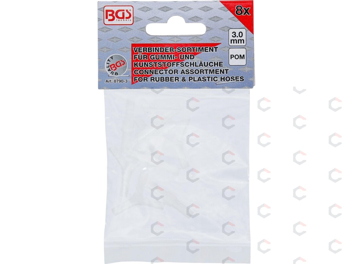 Žarnų jungčių asortimentas | Atsparūs degalams | 3 mm | 8 vnt. (8790-3) 3 Žarnų jungčių asortimentas | Atsparūs degalams | 3 mm | 8 vnt. (8790-3) 3