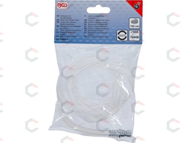 Žarna su plastikiniu vamzdeliu | skirta BGS 74408 stabdžių nuorinimo rinkiniui (74408-3) 2 Žarna su plastikiniu vamzdeliu | skirta BGS 74408 stabdžių nuorinimo rinkiniui (74408-3) 2