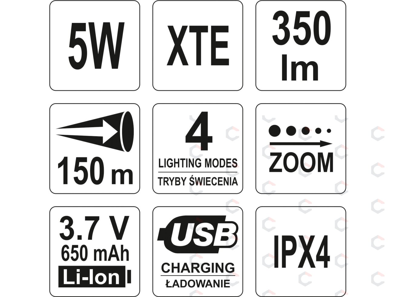 Žibintuvėlis XT-E CREE 5W USB, 94X27MM Akumuliatorinis (YT-08569) 1