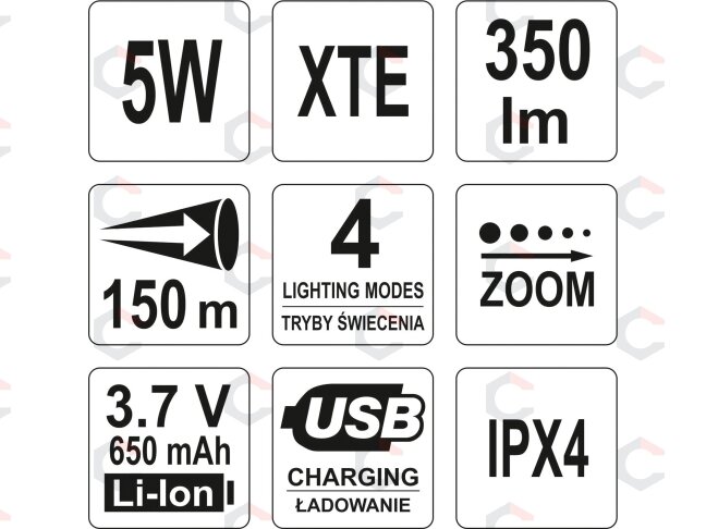 Žibintuvėlis XT-E CREE 5W USB, 94X27MM Akumuliatorinis (YT-08569) 1