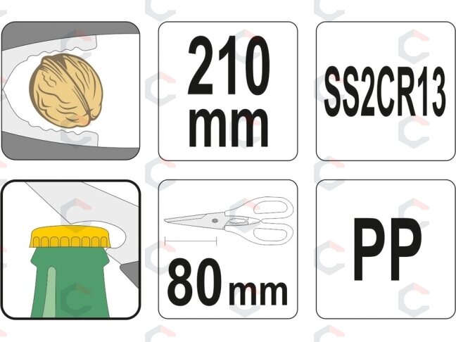 Žirklės virtuvinės universalios | 2CR13 (YG-02365) 2 Žirklės virtuvinės universalios | 2CR13 (YG-02365) 2