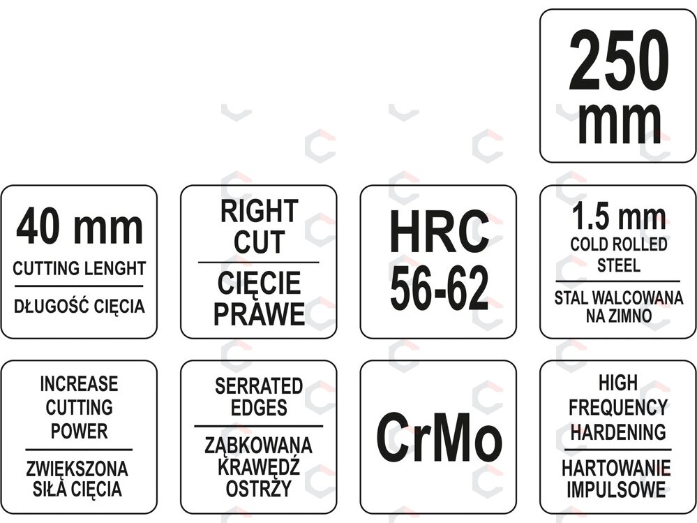 Žirklės skardai | dešininės | CrM | 250 mm (YT-1961) 2 Žirklės skardai | dešininės | CrM | 250 mm (YT-1961) 2
