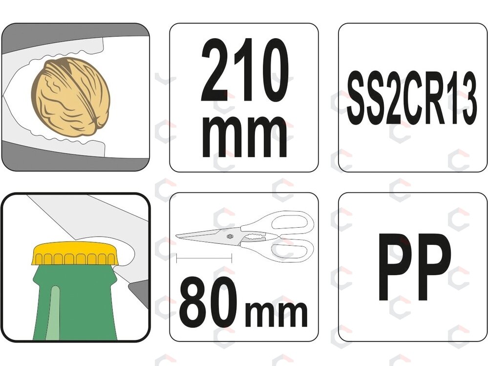 Žirklės virtuvinės universalios | 2CR13 (YG-02365) 2 Žirklės virtuvinės universalios | 2CR13 (YG-02365) 2