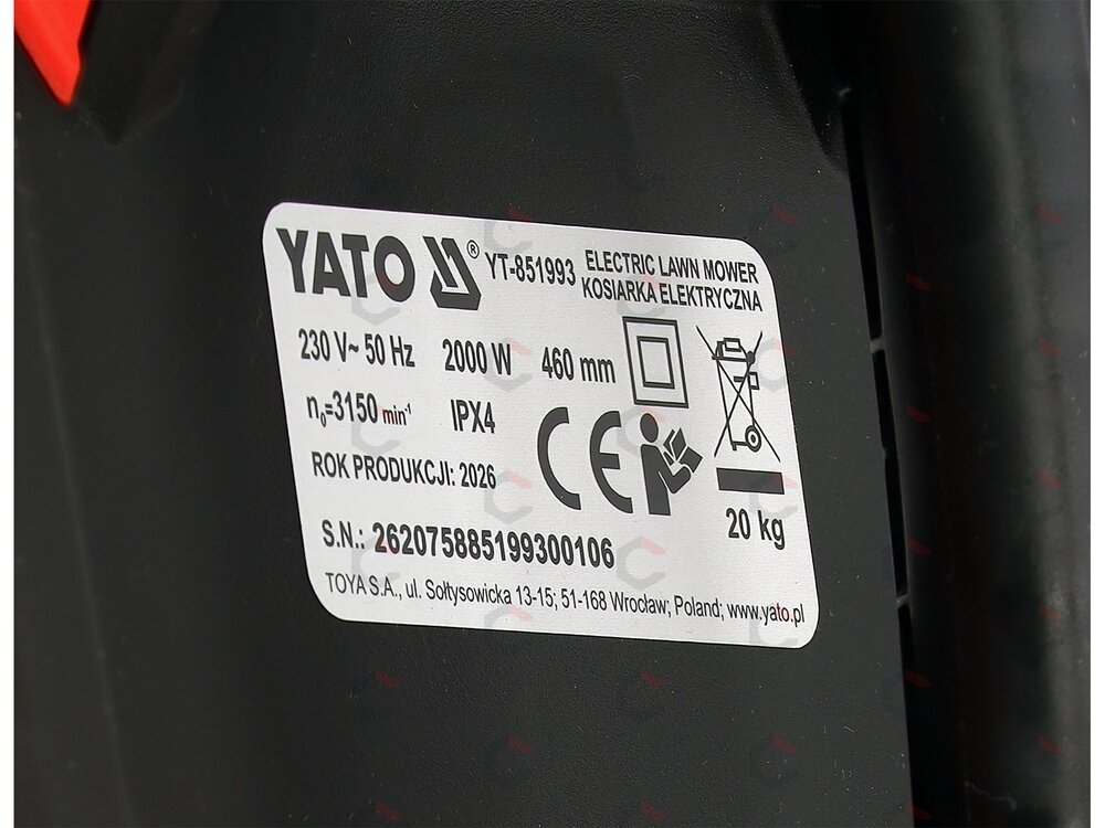 Savaeigė elektrinė vejapjovė | 2000 W | 460 mm (YT-851993) 15 Savaeigė elektrinė vejapjovė | 2000 W | 460 mm (YT-851993) 15