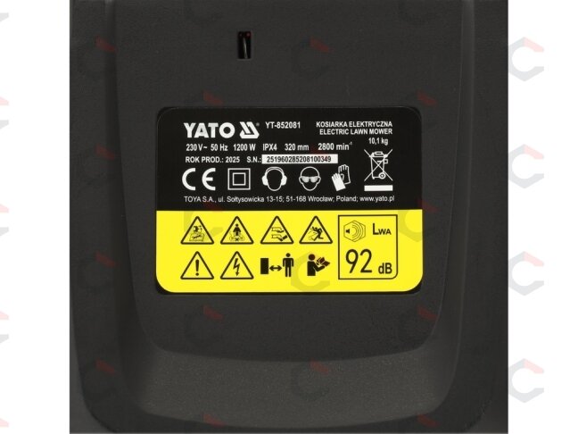 Žoliapjovė elektrinė | 1200W | 320 mm | 30 L (YT-852081) 11 Žoliapjovė elektrinė | 1200W | 320 mm | 30 L (YT-852081) 11
