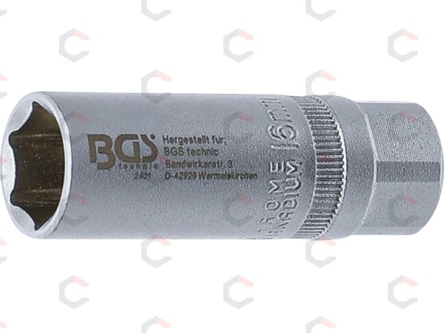 Žvakinė galvutė šešiakampė | 12,5 mm (1/2") | 16 mm (2401) Žvakinė galvutė šešiakampė | 12,5 mm (1/2") | 16 mm (2401)